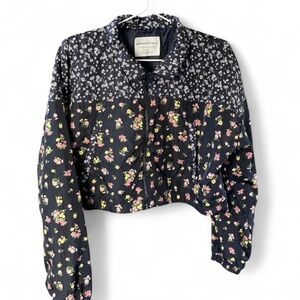 Aeropostale Navy Floral Cropped Jacket